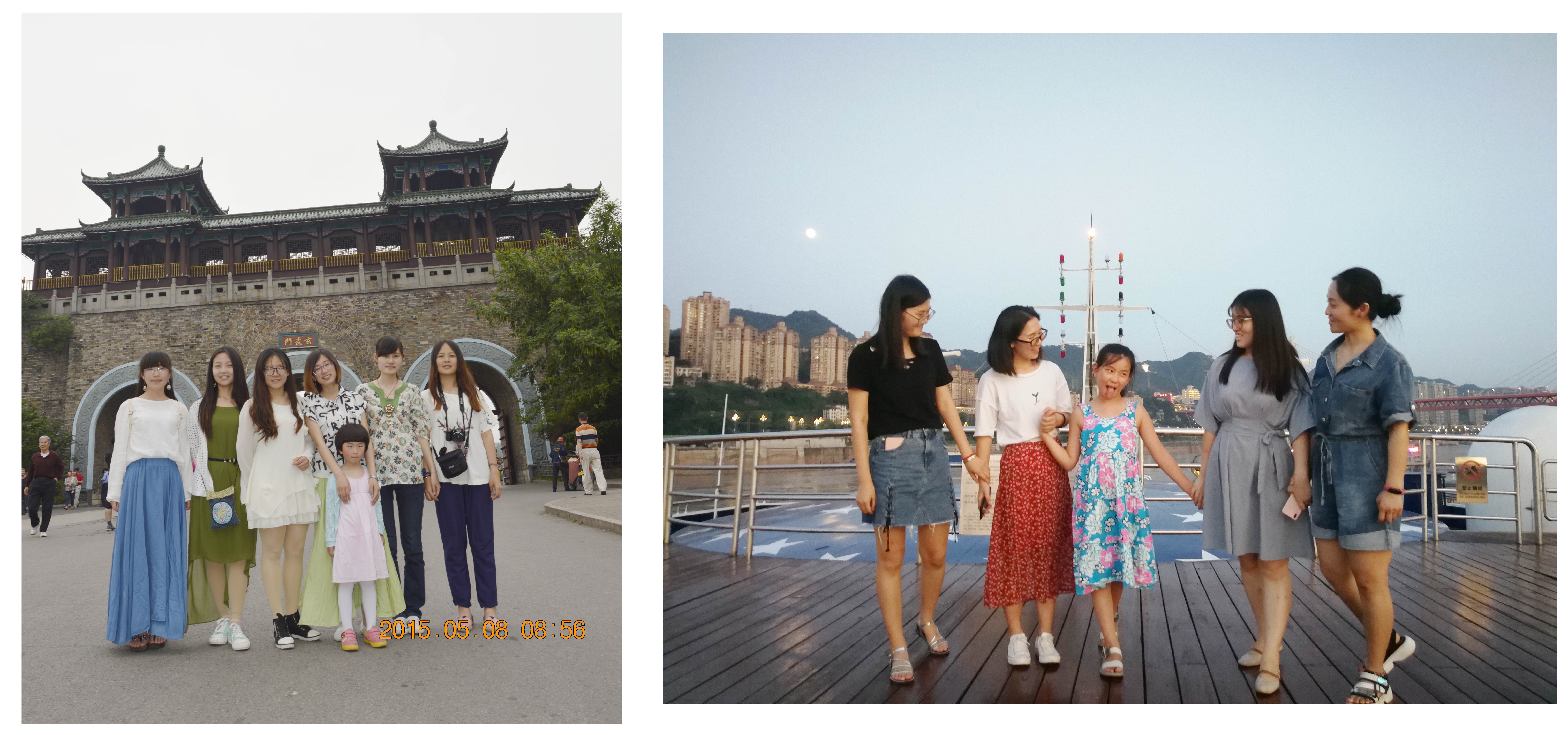 左：2015年5月摄于南京玄武湖|右：2019年8月摄于重庆朝天门码头-“维多利亚号”游轮甲板上